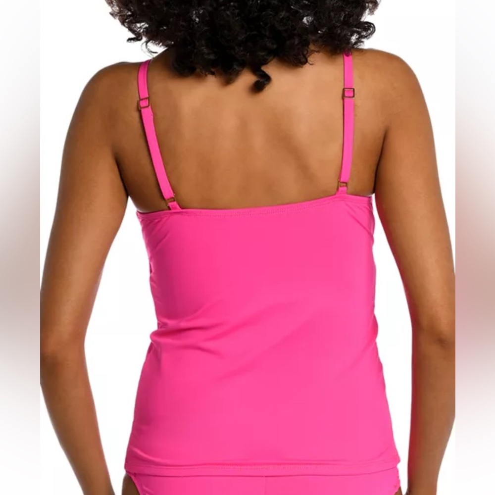 La Blanca Island Goddess Underwire Keyhole Cutout High Neck Tankini Top - Picture 2 of 6